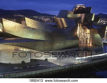 Guggenheim Museum At Night View Large Photo Image Stock Image - Guggenheim Museum At Night. Fotosearch