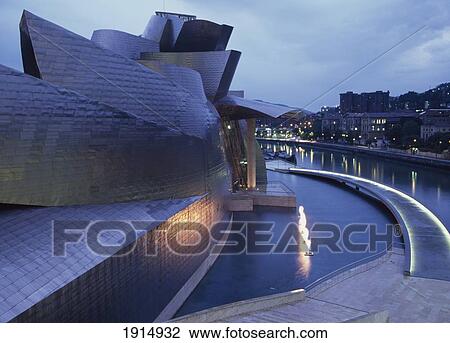 Stock Image - Guggenheim Museum (Dusk). Fotosearch
