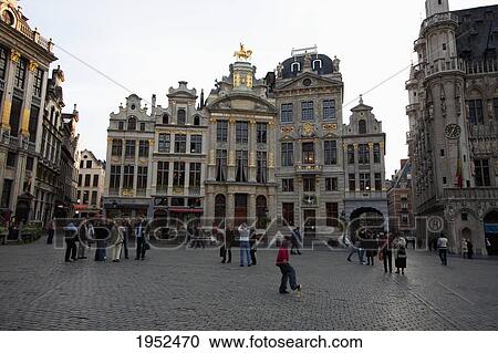 Guild houses with the statue of Charles of Lorraine on horseback atop L'Arbre d'Or on the Grand Place, Brussels, Belgium View Large Photo Image Stock Image - Guild houses with the statue of Charles of Lorraine on horseback atop L'Arbre d'Or on the Grand Place, Brussels, Belgium. Fotosearch