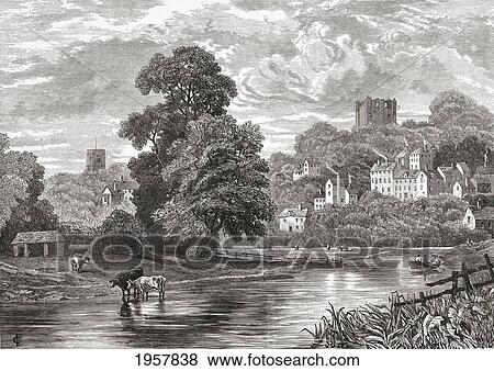 Stock Photo - Guildford, Surrey, England Seen From The River Wey, In The Late 19Th Century. From Our Own Country Published 1898.. Fotosearch