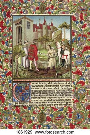 Guillaume De Mandeville, 3Rd Earl Of Essex (1St Creation),? Died 1189 Meets King Richard I, The Lionheart, In Front Of A French Castle. 19Th Century Chromolithograph After An Illuminated Page From 14Th Century French Manuscript. View Large Photo Image Stock Photo - Guillaume De Mandeville, 3Rd Earl Of Essex (1St Creation),? Died 1189 Meets King Richard I, The Lionheart, In Front Of A French Castle. 19Th Century Chromolithograph After An Illuminated Page From 14Th Century French Manuscript.. Fotosearch