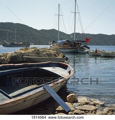 Picture - Gulet Boats In Kalekoy Harbor. Fotosearch