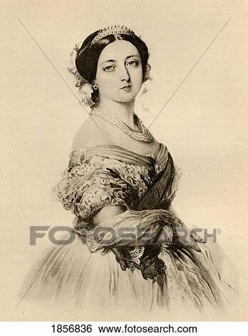Stock Photograph - H. M. Queen Victoria In 1855. 1819-1901. Princess Alexandrina Victoria Of Saxe-Coburg. From A Watercolour By F. Winterhalter At Buckingham Palace. From The Book ÃƒÂ¢Ã¢â€šÂ¬Ã…â€œThe Letters Of Queen Victoria 1854-1861 Vol IiiÃƒÂ¢Ã¢â€šÂ¬Ã‚Â Published 1907.. Fotosearch