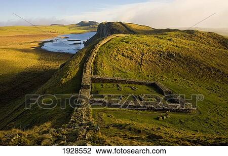 Hadrian's Wall And Milecastle Fort Against Crag Lough; Northumberland, England View Large Photo Image Stock Image - Hadrian's Wall And Milecastle Fort Against Crag Lough; Northumberland, England. Fotosearch