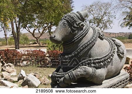 Stock Photo - Halebid Temple. Statue Of Shiva's Escort, Nandi The Bull, Karnataka, India. Fotosearch