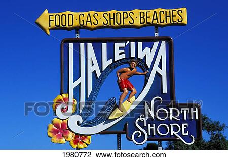 Haleiwa town sign with surfer on the side of the road; Haleiwa, Oahu, Hawaii, United States of America View Large Photo Image Stock Image - Haleiwa town sign with surfer on the side of the road; Haleiwa, Oahu, Hawaii, United States of America. Fotosearch