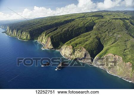Stock Image - Hamakua Coast offshore of North Kohala; Island of Hawaii, Hawaii, United States of America. Fotosearch