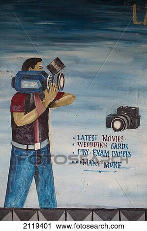 Stock Image - Hand painted shop sign; Kenya. Fotosearch