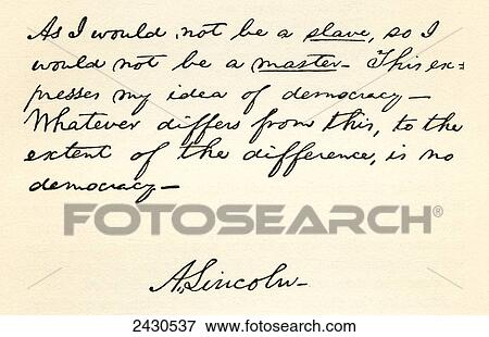 Stock Photo - Handwriting and signature of Abraham Lincoln, 1809. Fotosearch