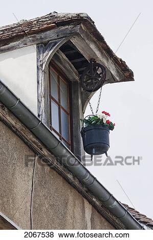 Hanging Basket On A Medieval House, Provins, Seine-Et-Marne, France View Large Photo Image Stock Photo - Hanging Basket On A Medieval House, Provins, Seine-Et-Marne, France. Fotosearch