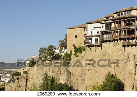 Stock Photo - Hanging Houses Built In The 15Th Century; Cuenca Castile-La Mancha Spain. Fotosearch