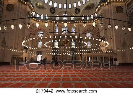Stock Image - Hanging Light Fixture In The Suleymaniye Mosque; Istanbul Turkey. Fotosearch