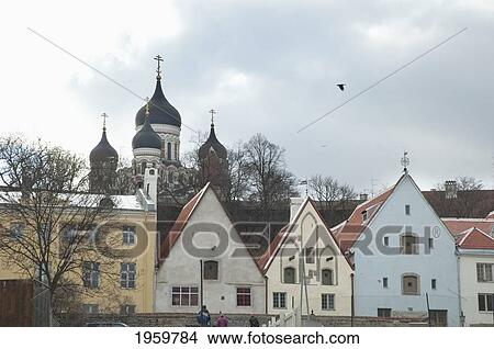 Picture - Hansa Houses With The Alexander Nevsky Cathedral In The Background, Tallinn, Estonia. Fotosearch