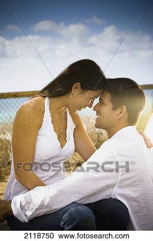 Stock Image - Happy Young Couple On A Beach; Encinitas California Usa. Fotosearch