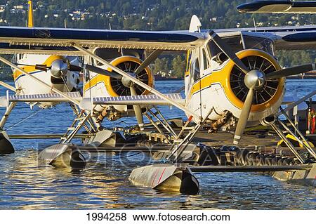 Stock Photo - Harbor Air Floatplanes At Vancouver Harbor Water Airport, Vancouver, British Columbia, Canada. Fotosearch