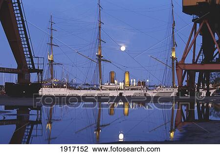 Stock Image - Harbor At Dusk. Fotosearch