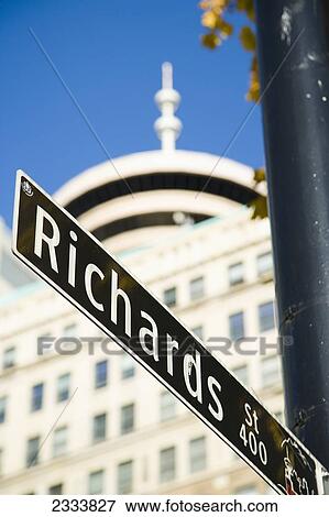 Stock Photo - Harbor Centre Building, Local Landmark, Sign For Richards Street; Vancouver, British Columbia, Canada. Fotosearch