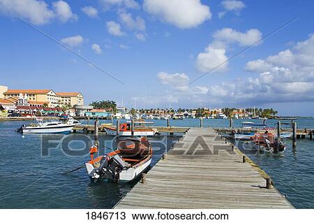 Stock Image - Harbour; Oranjestad, Aruba Island, Kingdom Of The Netherlands.. Fotosearch