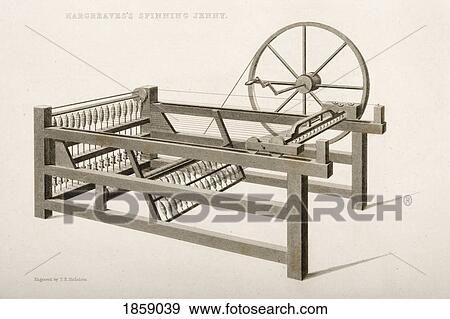 Stock Photo - Hargreave's Spinning Jenny. Engraved By T. E. Nicholson In 1830S. Fotosearch