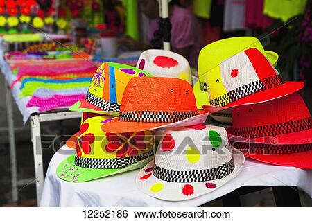 Stock Photograph - Hats celebrating the famous Full Moon Parties; Ko Phangan, Thailand. Fotosearch