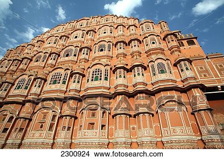 Picture - Hawa Mahal City Palace, Jaipur's most distinctive landmark, Jaipur, Rajasthan State, India.. Fotosearch