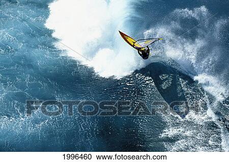 Hawaii, Aerial View Of Dave Kalama Flying Over Curling Wave View Large Photo Image Stock Image - Hawaii, Aerial View Of Dave Kalama Flying Over Curling Wave. Fotosearch
