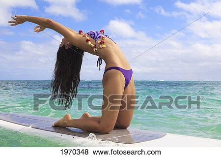 Hawaii, Beautiful Brunette Girl Doing Yoga On Her Stand Up Paddle Board View Large Photo Image Stock Photo - Hawaii, Beautiful Brunette Girl Doing Yoga On Her Stand Up Paddle Board. Fotosearch