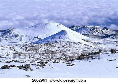 Hawaii, Big Island, Cinder Cones On Mauna Kea Covered With Snow, Rocks, Satellite Dish View Large Photo Image Stock Image - Hawaii, Big Island, Cinder Cones On Mauna Kea Covered With Snow, Rocks, Satellite Dish. Fotosearch