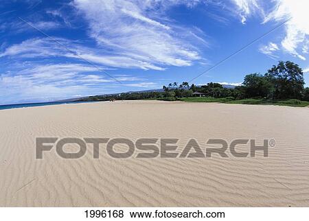 Stock Photo - Hawaii, Big Island, Hapuna Beach State Park, Pristine White Wind Blown Sand.. Fotosearch