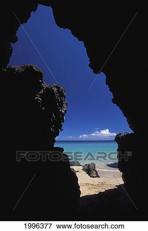 Hawaii, Big Island, Hapuna Beach State Park, View From Inside Sea Cave At Low Tide View Large Photo Image Stock Photo - Hawaii, Big Island, Hapuna Beach State Park, View From Inside Sea Cave At Low Tide. Fotosearch
