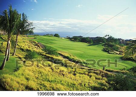 Stock Photo - Hawaii, Big Island, Hapuna Prince Golf Course, 4Th Hole.. Fotosearch