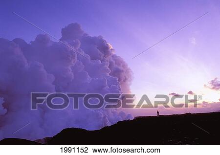 Hawaii, Big Island, Hawaii Lava Flow Into Sea, Huge Steam Clouds In Sky, Sunset View Large Photo Image Stock Image - Hawaii, Big Island, Hawaii Lava Flow Into Sea, Huge Steam Clouds In Sky, Sunset. Fotosearch