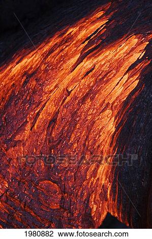 Hawaii, Big Island, Hawaii Volcanoes National Park, Kilauea Volcano, Detail Of Molten Pahoehoe Lava Flowing Downward. View Large Photo Image Stock Image - Hawaii, Big Island, Hawaii Volcanoes National Park, Kilauea Volcano, Detail Of Molten Pahoehoe Lava Flowing Downward.. Fotosearch