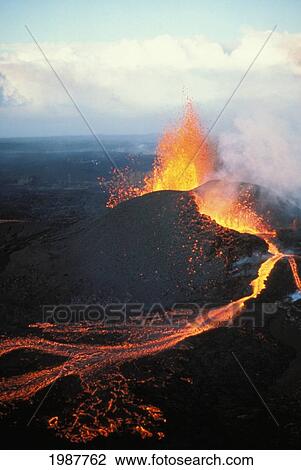 Hawaii, Big Island, Hawaii Volcanoes National Park, Kilauea, Pu'u O'o Eruption, Fountaining Action View Large Photo Image Stock Image - Hawaii, Big Island, Hawaii Volcanoes National Park, Kilauea, Pu'u O'o Eruption, Fountaining Action. Fotosearch