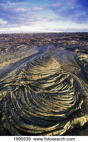 Hawaii, Big Island, Hawaii Volcanoes National Park, Pahoehoe Lava Flow Along Chain Of Craters Road View Large Photo Image Stock Photo - Hawaii, Big Island, Hawaii Volcanoes National Park, Pahoehoe Lava Flow Along Chain Of Craters Road. Fotosearch