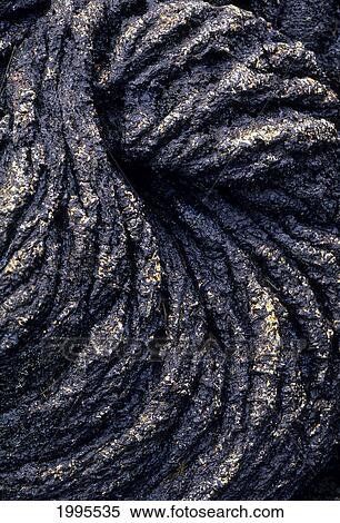 Stock Photography - Hawaii, Big Island, Hawaii Volcanoes National Park, Close-Up Of Pahoehoe Lava. Fotosearch