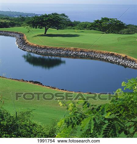 Hawaii, Big Island, Kailua Kona, Kona Country Club, Mauka Course, Hole#11, Water Hazard. View Large Photo Image Picture - Hawaii, Big Island, Kailua Kona, Kona Country Club, Mauka Course, Hole#11, Water Hazard.. Fotosearch