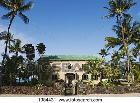 Stock Image - Hawaii, Big Island, Kailua-Kona, Hulihe'e Palace, Built In 1838 As A Vacation Home For Hawaiian Royalty.. Fotosearch