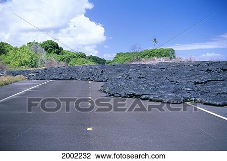 Hawaii, Big Island, Kalapana, Lava Flow Covering Road, Beautiful Blue Sky View Large Photo Image Stock Image - Hawaii, Big Island, Kalapana, Lava Flow Covering Road, Beautiful Blue Sky. Fotosearch