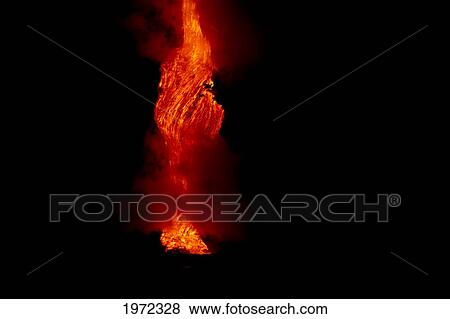 Hawaii, Big Island, Kalapana, Pahoehoe Lava Flowing From Kilauea Reaching The Pacific Ocean. View Large Photo Image Stock Photo - Hawaii, Big Island, Kalapana, Pahoehoe Lava Flowing From Kilauea Reaching The Pacific Ocean.. Fotosearch
