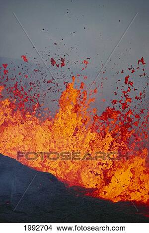 Hawaii, Big Island, Kilauea Volcano Pu'u O'o Vent, Curtain Of Fire. View Large Photo Image Picture - Hawaii, Big Island, Kilauea Volcano Pu'u O'o Vent, Curtain Of Fire.. Fotosearch