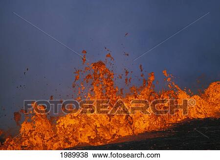 Hawaii, Big Island, Kilauea Volcano, Pu'u O'o Rift Eruption Fountaining View Large Photo Image Stock Photo - Hawaii, Big Island, Kilauea Volcano, Pu'u O'o Rift Eruption Fountaining. Fotosearch