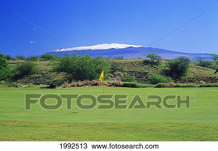 Stock Image - Hawaii, Big Island, Kohala Coast, Hapuna Golf Course, 7Th Green, Par 3.. Fotosearch