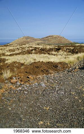 Stock Photograph - Hawaii, Big Island, Kona Coast, Kuili Hills, A Desolate Scene On The Way To Kua Bay.. Fotosearch