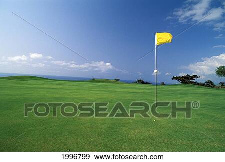 Hawaii, Big Island, Kona Country Club, Mauka Back Course, Green With Flag View Large Photo Image Stock Photo - Hawaii, Big Island, Kona Country Club, Mauka Back Course, Green With Flag. Fotosearch