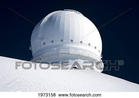 Stock Photo - Hawaii, Big Island, Mauna Kea Observatory, Covered In Snow.. Fotosearch