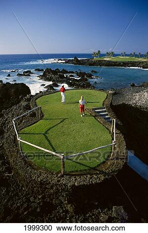 Hawaii, Big Island, Mauna Lani Resort Golf Course, 15Th Hole, Aerial, Couple View Large Photo Image Stock Image - Hawaii, Big Island, Mauna Lani Resort Golf Course, 15Th Hole, Aerial, Couple. Fotosearch