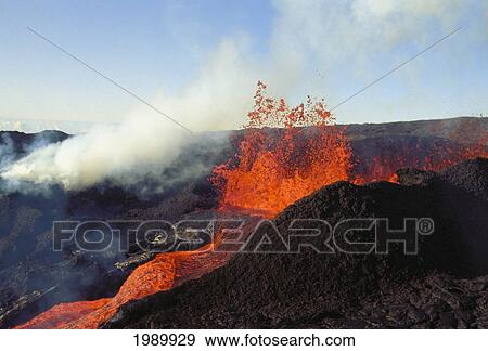 Stock Photo - Hawaii, Big Island, Mauna Loa, Volcanic Eruption. Fotosearch