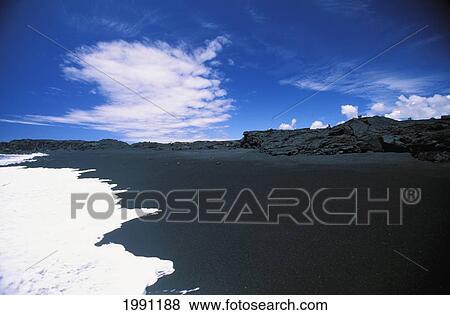 Hawaii, Big Island, New Black Sand Beach At Kaimu Near Kalapana View Large Photo Image Stock Photo - Hawaii, Big Island, New Black Sand Beach At Kaimu Near Kalapana. Fotosearch