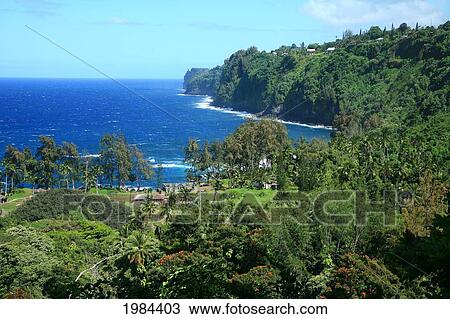 Stock Image - Hawaii, Big Island, North Hilo, Laupahoehoe Peninsula And Coastline.. Fotosearch